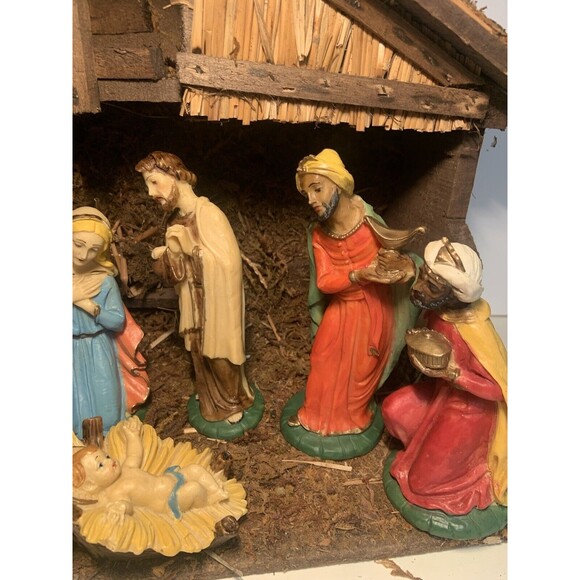 RARE Italy Vintage Nativity SET Hand Painted  Italian Lot of 7 + STABLE - Picture 13 of 16